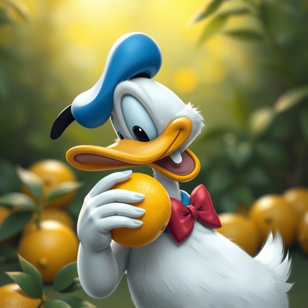 Donald Duck Touching A Lemon